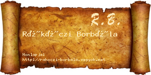 Rákóczi Borbála névjegykártya